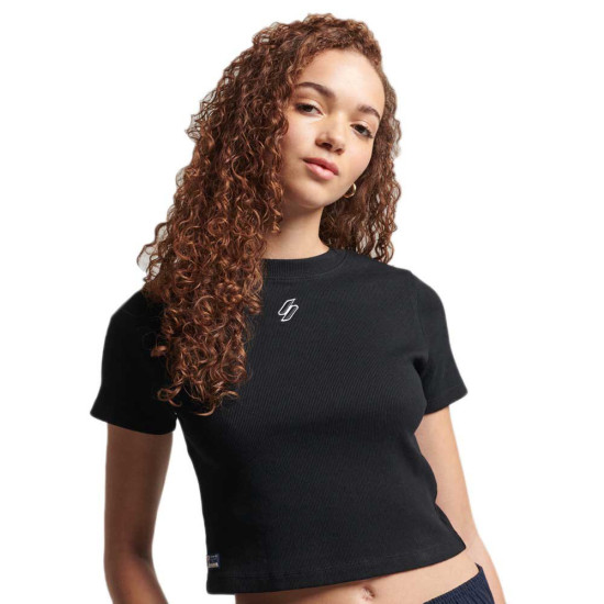 Superdry Γυναικεία κοντομάνικη μπλούζα Organic Cotton Essential Fitted Crop T-Shirt